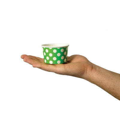 UNIQ® 4 oz Green Polka Dotty Ice Cream Cups