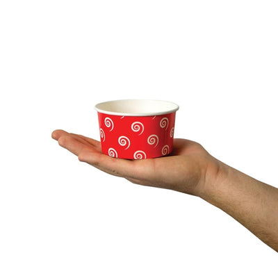 UNIQ® 6 oz Red Swirls and Twirls Ice Cream Cups
