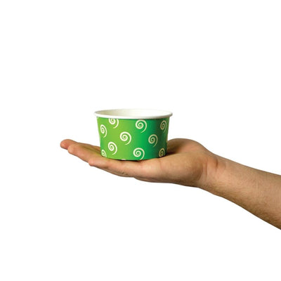 UNIQ® 8 oz Green Swirls and Twirls Ice Cream Cups
