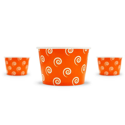 UNIQ® 8 oz Orange Swirls and Twirls Ice Cream Cups