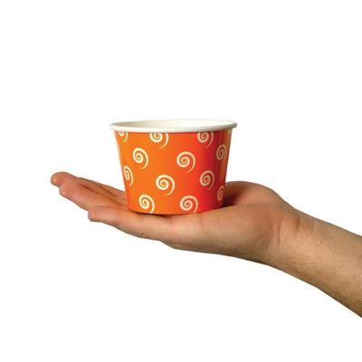UNIQ® 8 oz Orange Swirls and Twirls Ice Cream Cups