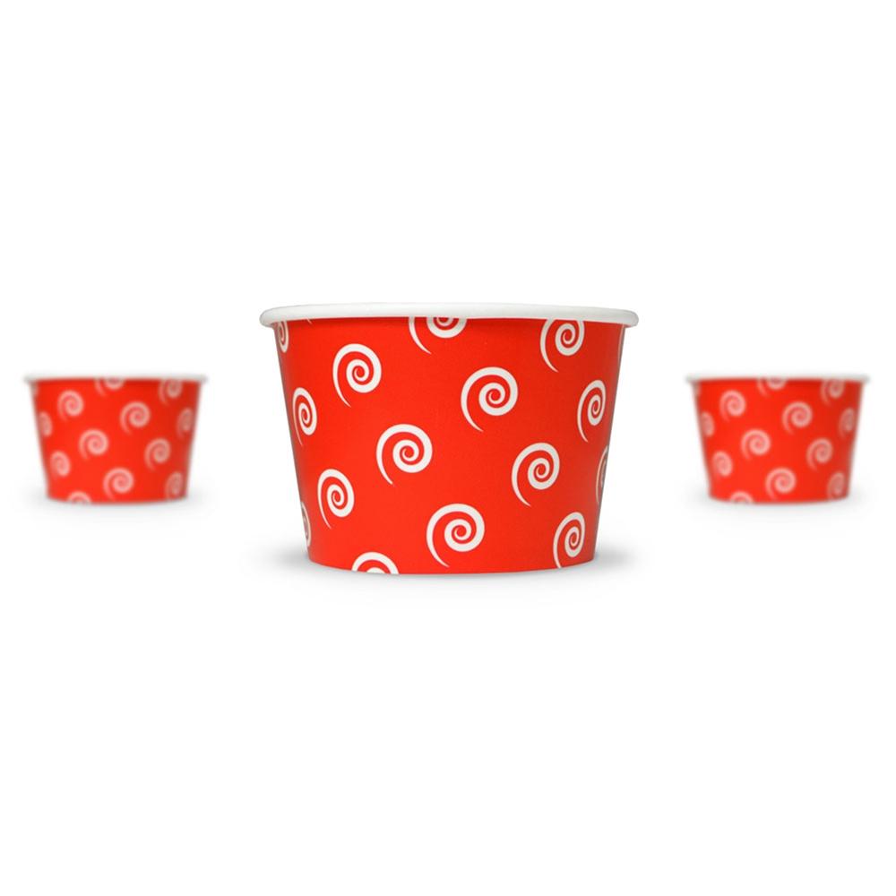 UNIQ® 8 oz Red Swirls and Twirls Ice Cream Cups