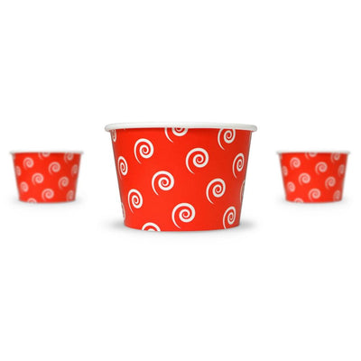 UNIQ® 8 oz Red Swirls and Twirls Ice Cream Cups