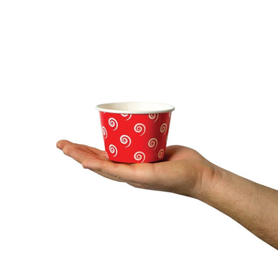 UNIQ® 8 oz Red Swirls and Twirls Ice Cream Cups