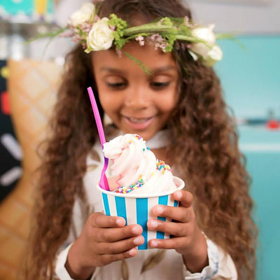 UNIQ® 8 oz Blue Striped Madness Ice Cream Cups