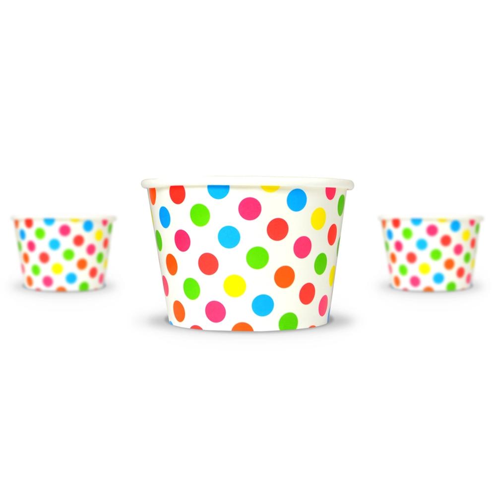 UNIQ® 8 oz Rainbow Polka Dotty Ice Cream Cups