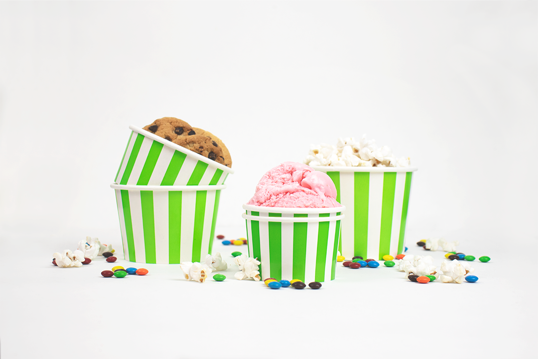 UNIQ® 4 oz Green Striped Madness Ice Cream Cups